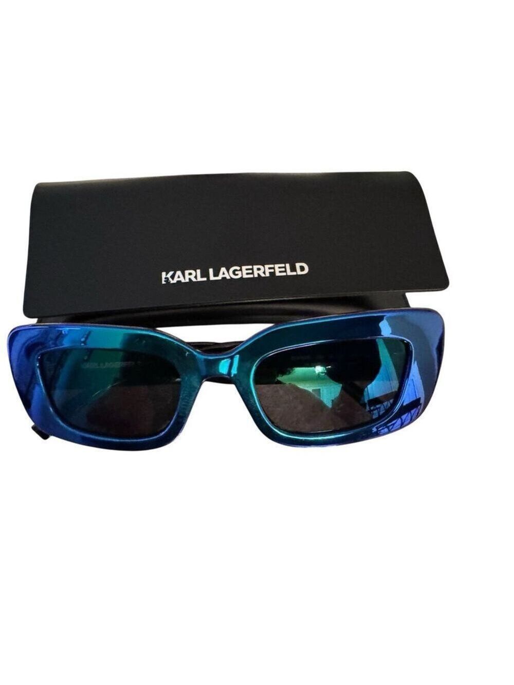 Karl Lagerfeld Women's 50mm Metallic Mirror Blue Black Sunglasses KL6164S-400